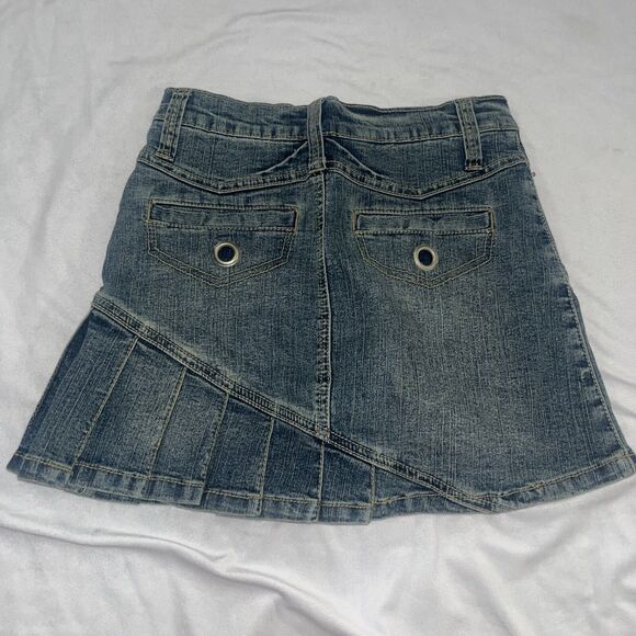 Y2K Vanilla Star Micro Mini Denim Skirt Pleated Juniors Sz 1 - Picture 6 of 10